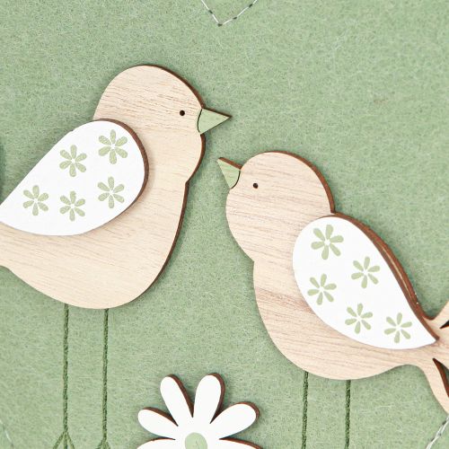 Artikel Vilt Hart om op te hangen Vogel Groen Natuurlijk 17x21cm 6 st