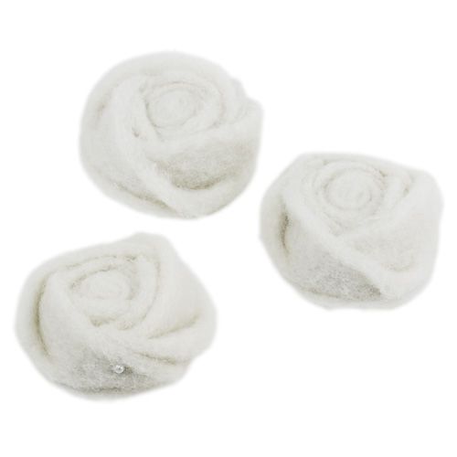 Floristik24 Vilten roos wit Ø6cm 9st