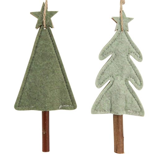 Floristik24 Vilten kerstbomen voor het ophangen van kerstboomversieringen groen 18cm 8 st