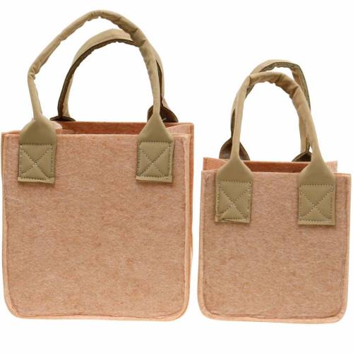 Floristik24 Vilten plantenbak roze vilten tas met handvatten vilten decoratie set van 2
