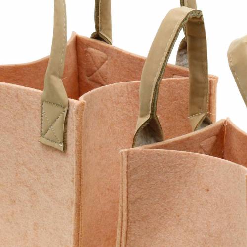 Floristik24 Vilten plantenbak roze vilten tas met handvatten vilten decoratie set van 2
