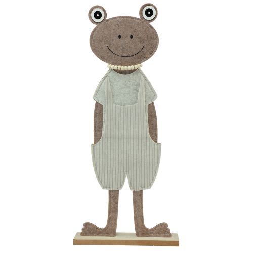 Vilten decoratieve kikker met tuinbroek beige decoratief figuurvilt H51,5cm
