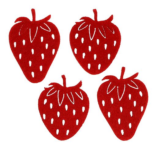 Floristik24 Vilten aardbeien rood 32p