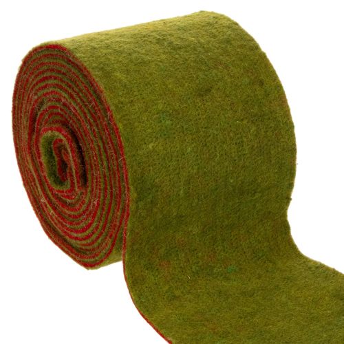 Wolviltband als tweekleurige potband voor bloemstukken, groen/rood, 15 cm x 5 m kopen | Floristik24.nl