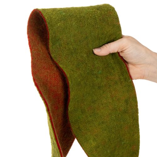 Wolviltband als tweekleurige potband voor bloemstukken, groen/rood, 15 cm x 5 m | Floristik24.nl