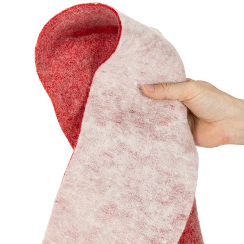 Viltlint, 100% wol, tweekleurig, als pannenlap, viltlint wit/rood, 15 cm x 5 m | Floristik24.nl