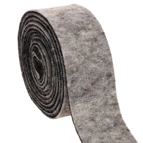 Viltband, potband, 100% wol, grijs/zwart, 7,5 cm breed, 5 m lang kopen | Floristik24.nl
