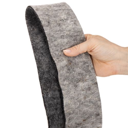 Viltband, potband, 100% wol, grijs/zwart, 7,5 cm breed, 5 m lang | Floristik24.nl