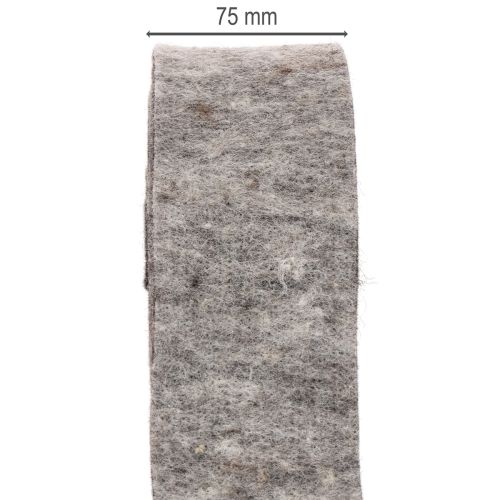 Viltband, potband, 100% wol, grijs/zwart, 7,5 cm breed, 5 m lang | Floristik24.nl