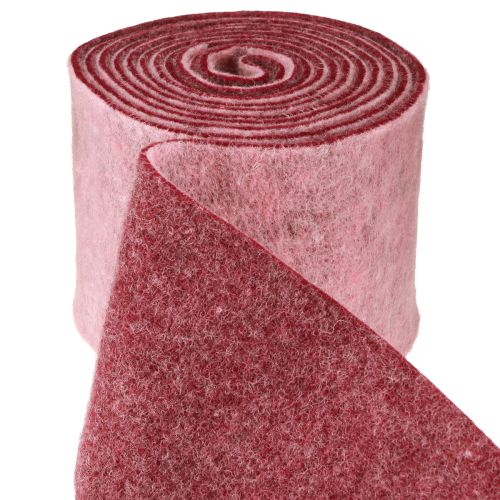 Vilten lint decoratief lint roze bessenwolvilt tweekleurig 15cm 5m