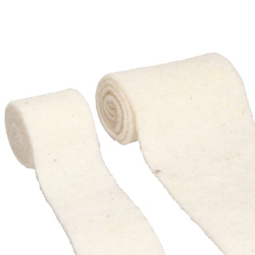 Floristik24 Viltlint Wollen lint Wit B7cm/15cm L100/100cm Set van 2