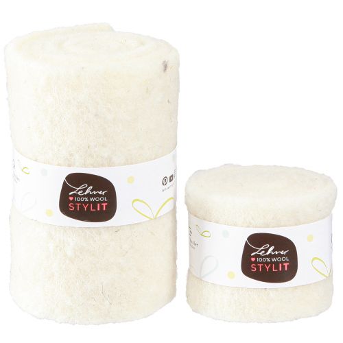 Artikel Viltlint Wollen lint Wit B7cm/15cm L100/100cm Set van 2