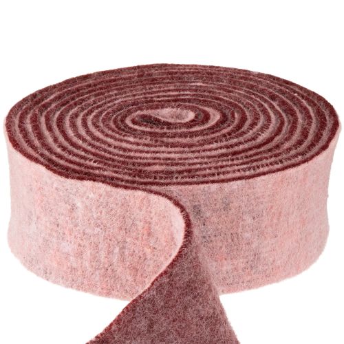 Viltlint tweekleurig potlint wolviltlint rozerood 7,5cm 5m