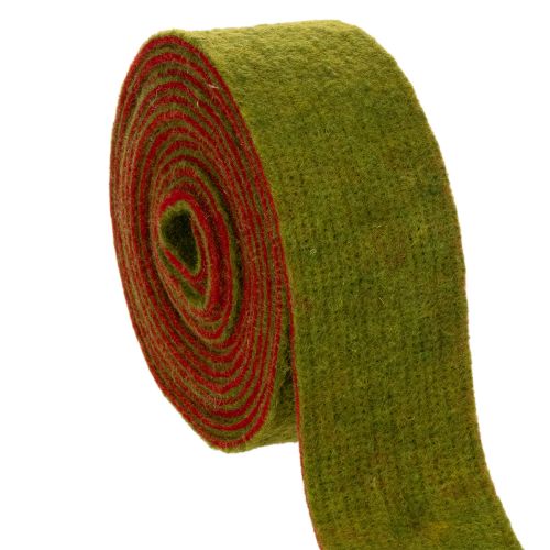 Viltband, tweekleurige pannenlapband, 100% wol, rood/groen, 7,5 cm breed, 5 m lang kopen | Floristik24.nl