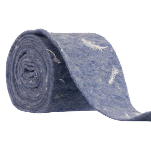 Floristik24 Vilten lint wollint decoratiestof blauwe veren wolvilt 15cm 5m