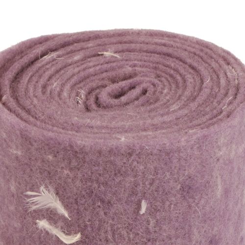 Floristik24 Vilten lint wollint decoratiestof paarse veren wolvilt 15cm 5m