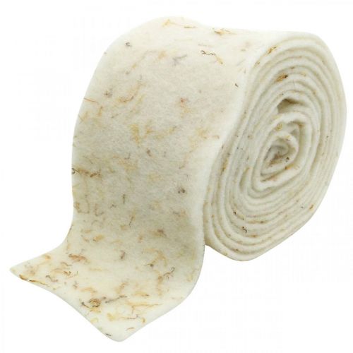 Floristik24 Vilten lint deco creme met gele bloemen potlint 15cm×5m