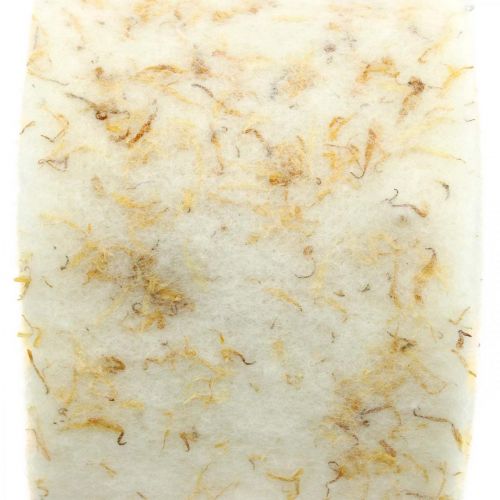 Floristik24 Vilten lint deco creme met gele bloemen potlint 15cm×5m
