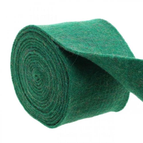 Viltband, potband, wolvilt groen, goud glinsterend 15cm 5m