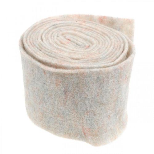 Floristik24 Viltband, potband, wolvilt creme wit, regenboogkleuren 15cm 5m