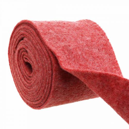 Viltband, potband, wolvilt rood, wit gemêleerd 15cm 5m