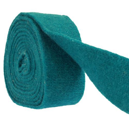 Vilten lint wollint vilt rol turquoise blauw groen 7,5cm 5m