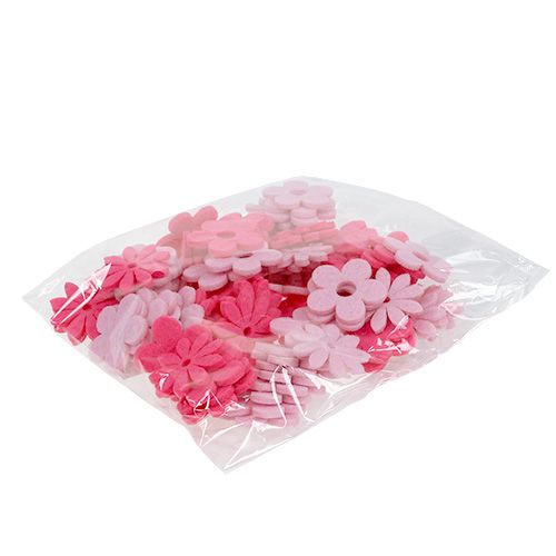 Floristik24 Vilten bloem roze, roze 3.5cm 96st