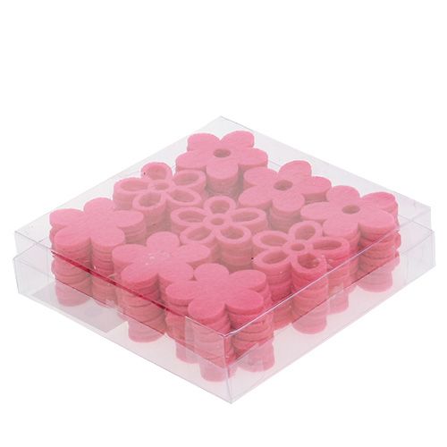 Floristik24 Vilten bloem om roze te strooien als decoratieset Ø4cm 72 st