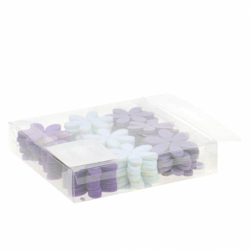 Floristik24 Vilt bloem paars, wit assorti 4,5cm 54st