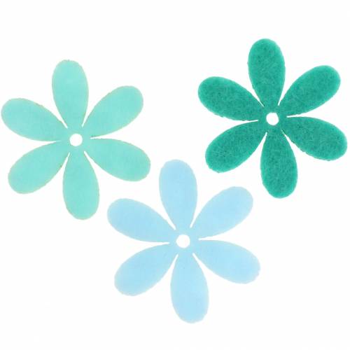 Floristik24 Vilt bloemgroen, lichtblauw, mintgroen assorti 4.5cm 54st