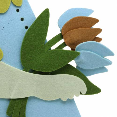 Floristik24 Grote paashaasvilt crème, lichtblauw, 44 cm H101cm raamdecoratie