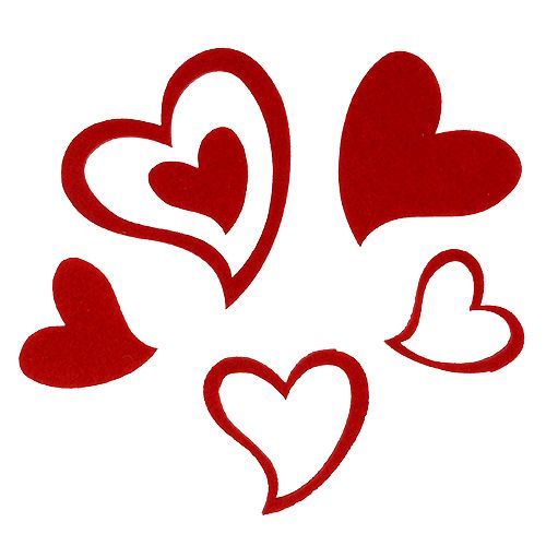 Floristik24 Vilten harten mix 3cm - 7,5cm rood 72 st