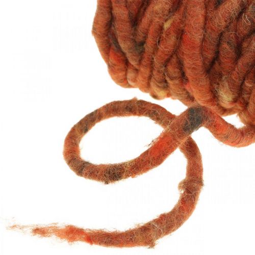 Floristik24 Vilten koord fleece koord bruin, rood schapenwol draad 20m