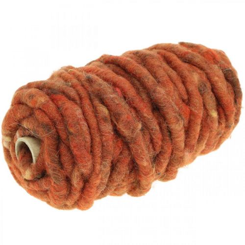 Floristik24 Vilten koord fleece koord bruin, rood schapenwol draad 20m
