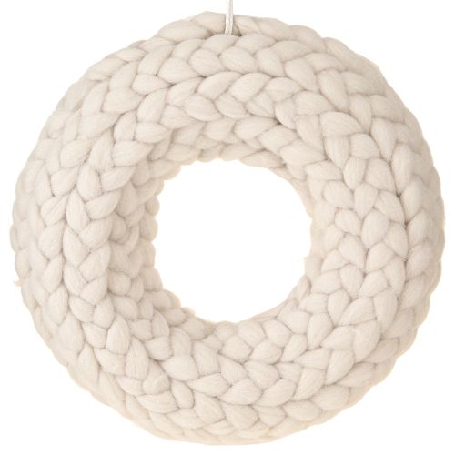 Floristik24 Viltkrans decoratieve krans om op te hangen gevlochten beige Ø25cm