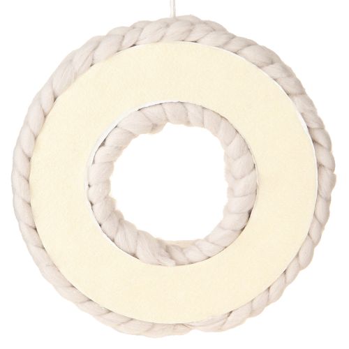 Artikel Viltkrans decoratieve krans om op te hangen gevlochten beige Ø25cm