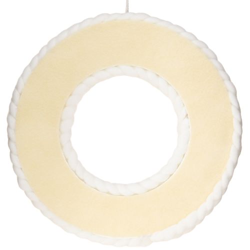 Artikel Viltkrans van wolvilt om op te hangen, wit gevlochten Ø30cm