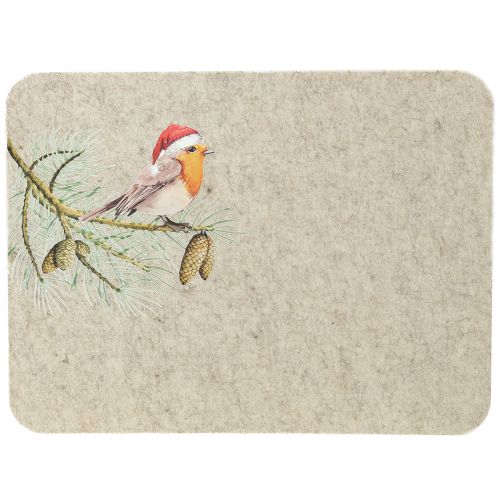 Viltmat tafelmat robin grijs vilt 40×30cm 4 stuks