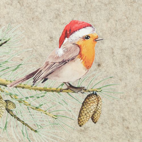 Floristik24 Viltmat tafelmat robin grijs vilt 40×30cm 4 stuks