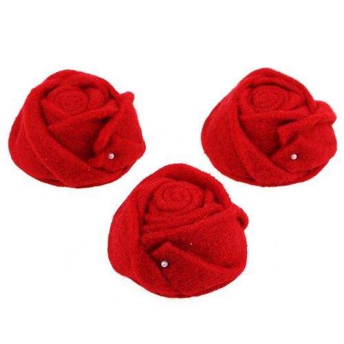 Floristik24 Vilt roze rood Ø8cm H4cm 6st