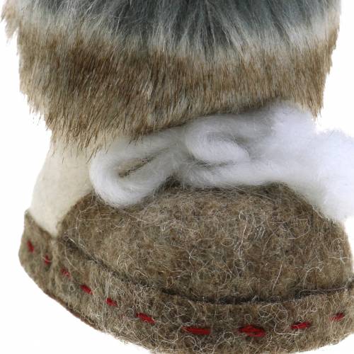 Floristik24 Kerstboomdecoraties paar vilten schoenen met bont 10cm x 8cm 2st