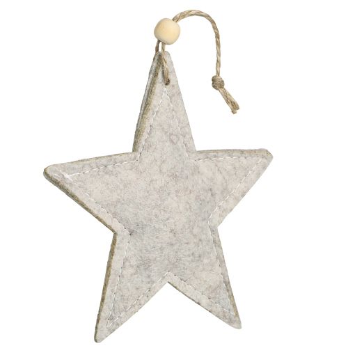 Artikel Vilten sterren voor het ophangen van sterren kerstboomversiering beige 13cm 6 st