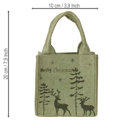 Floristik24 Vilttas Merry Christmas klein met hengsels Groen 15×10cm
