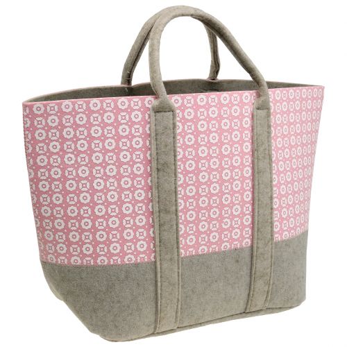 Floristik24 Viltentas roze-grijs met patroon 55cm x 36cm x 18cm