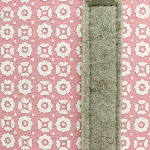Artikel Viltentas roze-grijs met patroon 55cm x 36cm x 18cm