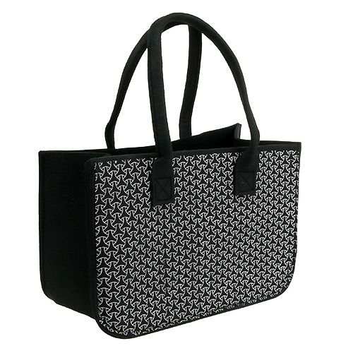 Zwarte viltentas met patroon 39cm x 20cm x 25cm