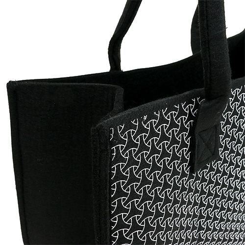 Floristik24 Zwarte viltentas met patroon 39cm x 20cm x 25cm