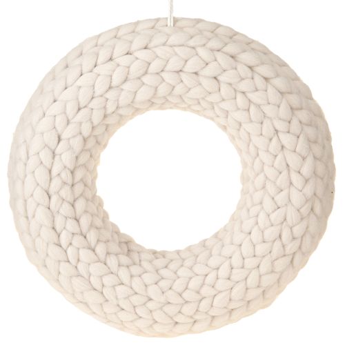 Floristik24 Vilt wol decoratieve krans om op te hangen in beige Ø30cm H4cm