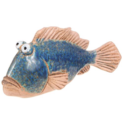 Floristik24 Visdecoratie keramiek blauw naturel zomerdecoratie 22×7×11cm