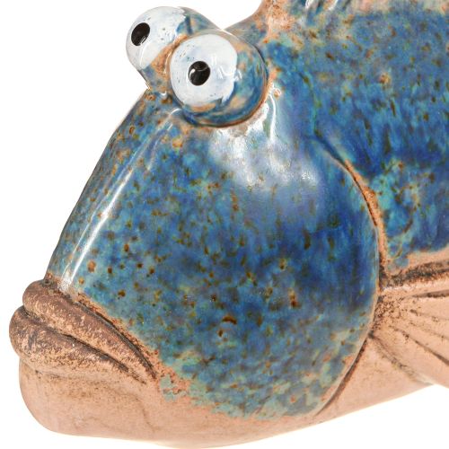 Artikel Visdecoratie keramiek blauw naturel zomerdecoratie 22×7×11cm